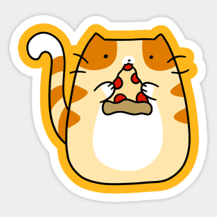 Tabby Cat Eating Pizza Sticker